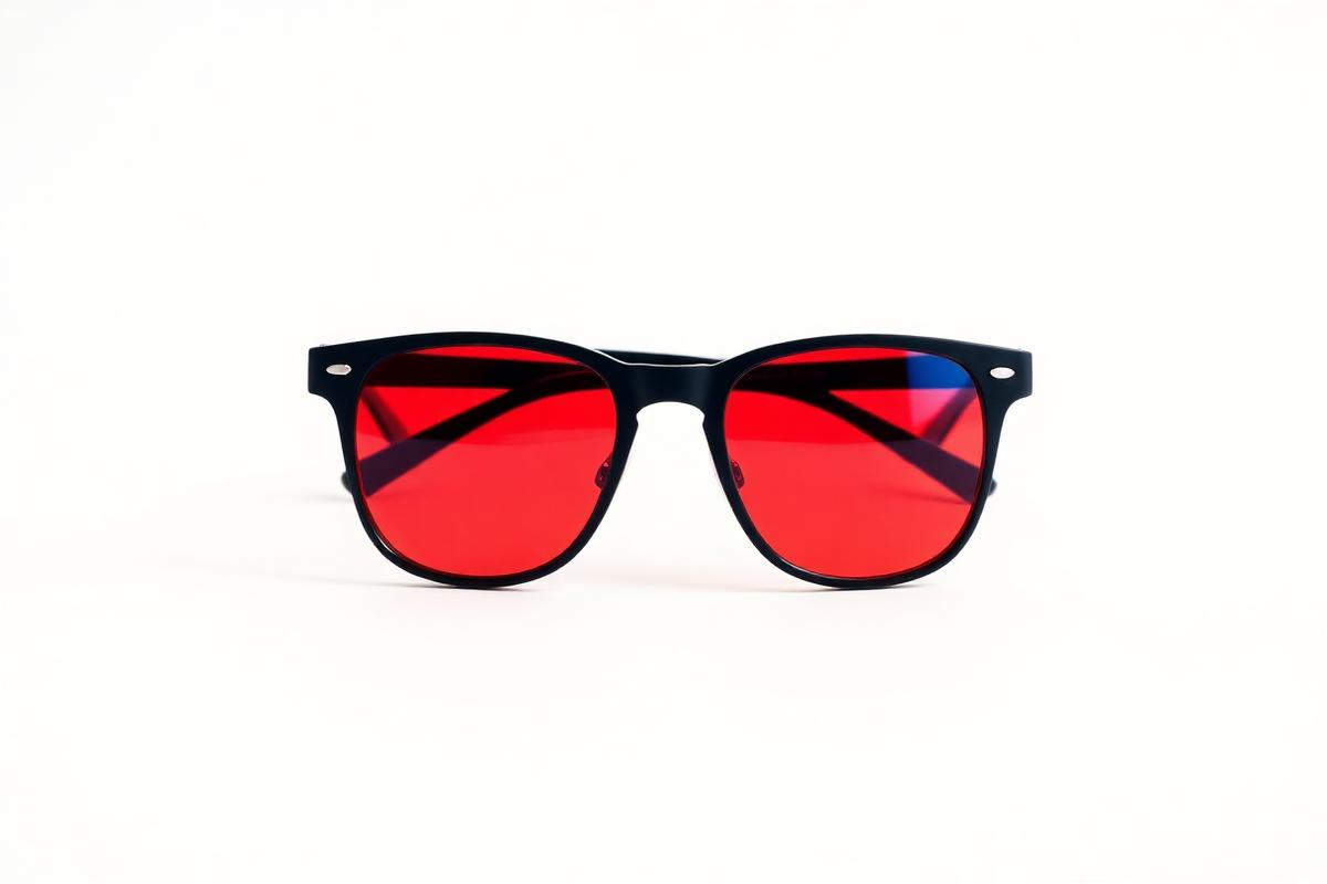 Red-tinted blue light blocking glasses